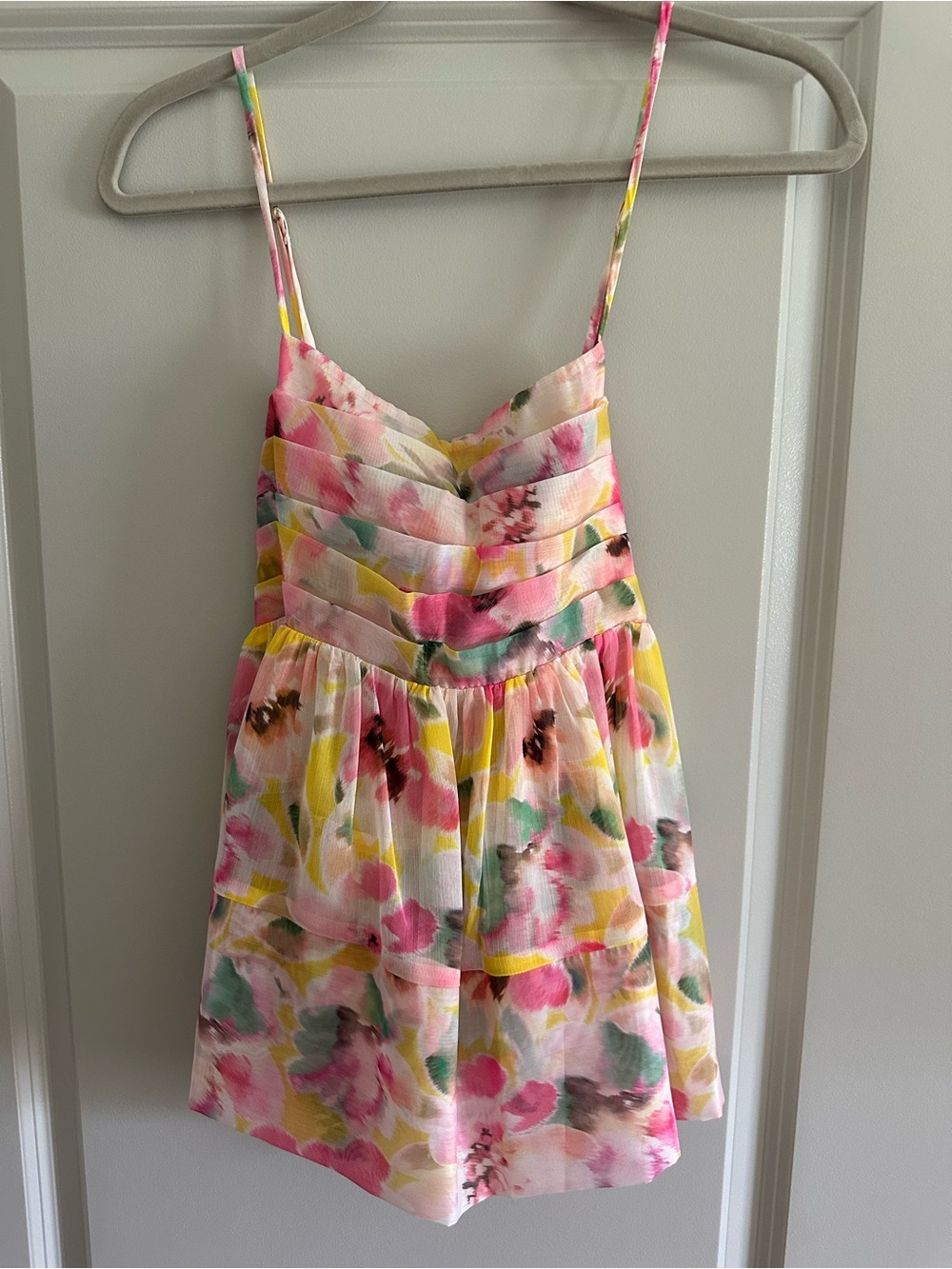 Misa Los Angeles Pink Yellow Floral Watercolor Sundress for Girls